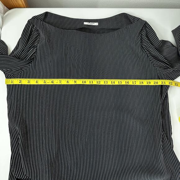 MM Lafleur Top Blouse Womens Large Blue Rampling Top Thin Stripe - Picture 10 of 12